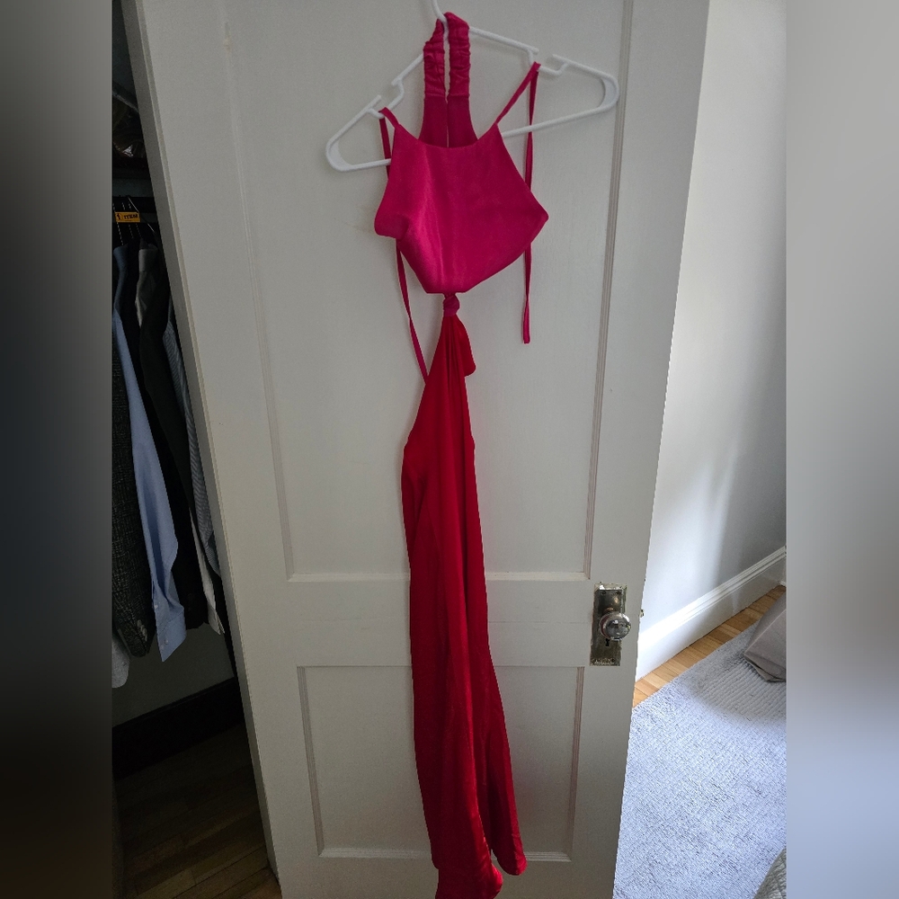 Bobbles & Lace Red Halter Dress